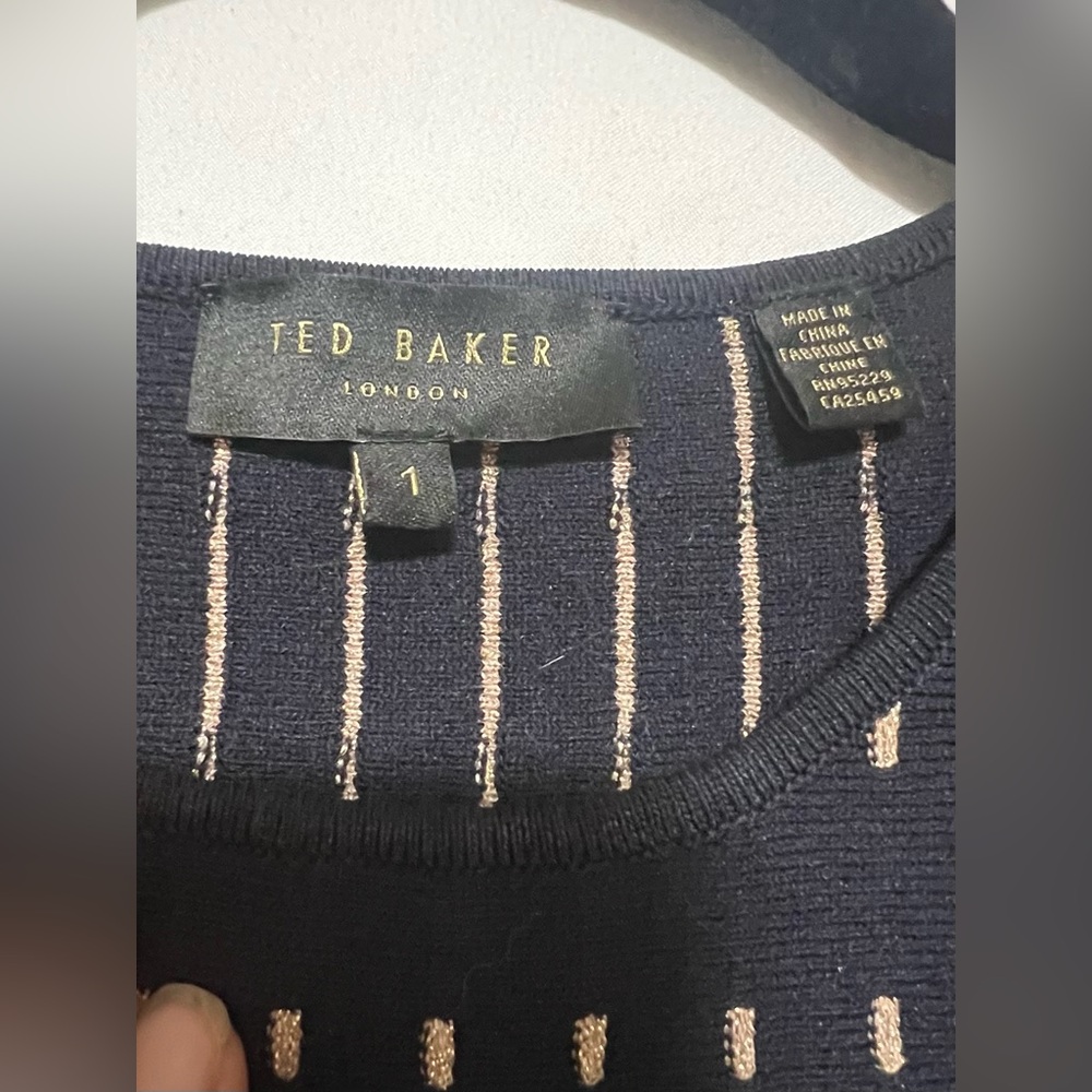 NEW Ted Baker London Relioa Metallic Jacquard Dress w/ Scallop Details Cocktail - Picture 7 of 11